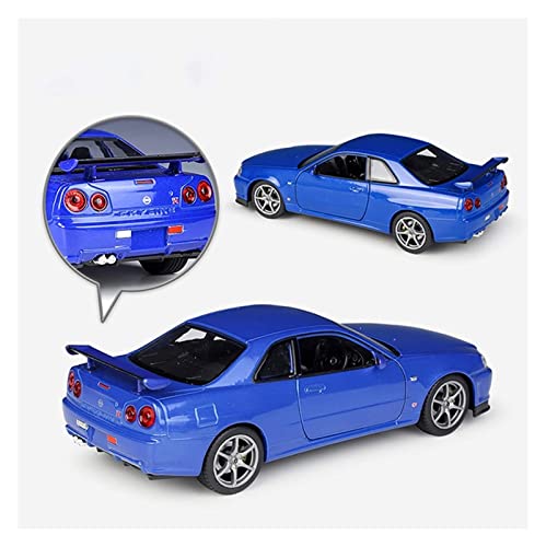 Coches Coleccion 1:24 Niños Diecasts Vehículos De Juguete Modelo De Coche De Metal Simulación Colección Extraíble para Nissan Skyline Ares GTR R34 Regalo (Color : Azul)