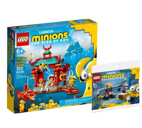 Collectix Lego Minions Set – Minions Kung Fu Tempel 75550 + bolsa de plástico Minion Bob con brazo robot 30387