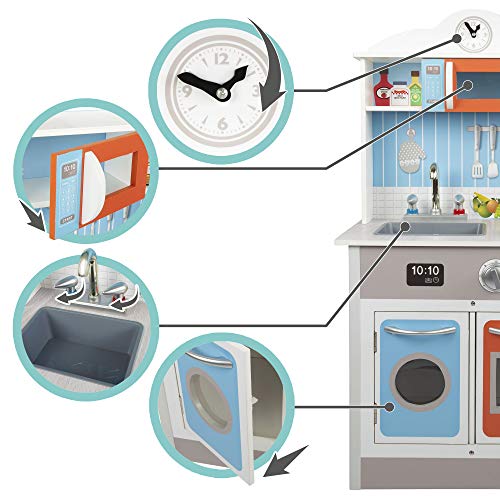 ColorBaby - Cocina de juguete de Madera con Accesorios Luz y Sonido, Cocina juguete Niños Niñas 3 años, Cocina Infantil, Juguete Utensilios de cocina de juguete, Juego imitación (85384)