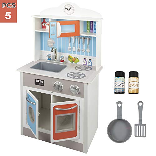 ColorBaby - Cocina de juguete de Madera con Accesorios Luz y Sonido, Cocina juguete Niños Niñas 3 años, Cocina Infantil, Juguete Utensilios de cocina de juguete, Juego imitación (85384)