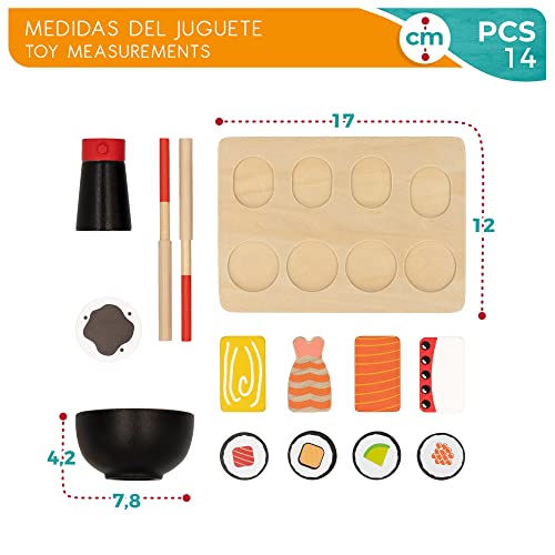 ColorBaby WOOMAX 49336 - Woomax-Set Sushi de Madera 2 pcs +24m