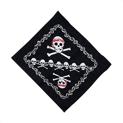 com-four® Juego de 3 Piezas Pirata - Diadema, Parche para el Ojo y Bandana con Motivo Pirata - Disfraz de Pirata para Carnaval, Halloween y Fiestas temáticas