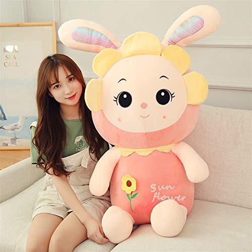 Conejo gigante de peluche, pequeño conejo lindo cojín blanco y rosa, cojines de muñeca blanda, con relleno de peluche para niños y niñas