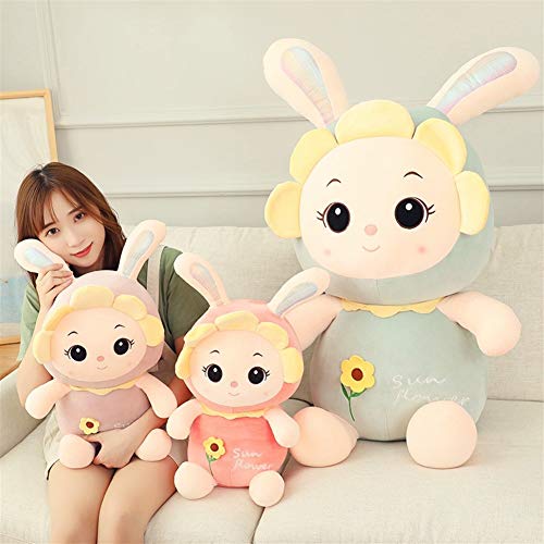 Conejo gigante de peluche, pequeño conejo lindo cojín blanco y rosa, cojines de muñeca blanda, con relleno de peluche para niños y niñas