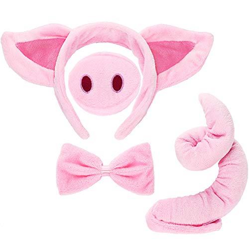 Conjunto de Traje Cerdo Orejas Cerdo Nariz Cola y Pajarita Cerdo Rosa Kit de Disfraces de Disfraces Accesorios para Niños