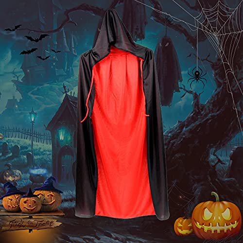 conpoir Capa de Halloween de Doble Cara de 59 Pulgadas Capa de Bruja con Capucha para Adultos Unisex Capa de Vampiro de Halloween de Miedo para Fiestas de Cosplay Disfraces de casa encantada