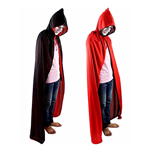 conpoir Capa de Halloween de Doble Cara de 59 Pulgadas Capa de Bruja con Capucha para Adultos Unisex Capa de Vampiro de Halloween de Miedo para Fiestas de Cosplay Disfraces de casa encantada