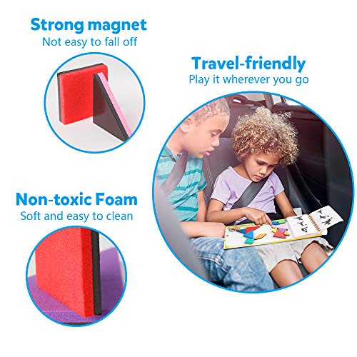 Coogam   Viajes Tangram Puzzle con 3 Set de   Tangram magnético - Viaje Tangos Rompecabezas   Formas Disección Juegos con Solución - Libro de inteligencia Juguete educativo