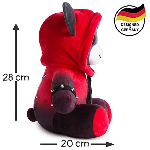 corimor Ember el Oso Punk Animal de Peluche Juguete Niños, 28cm, Rojo-Negro (1849)