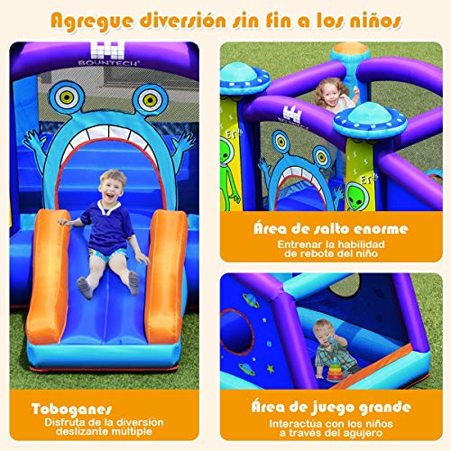 COSTWAY Castillo Hinchable con Patrón de Extraterrestre para Niños 331x258x178cm Infantil Castillo Inflable con Tobogán Sin Soplador