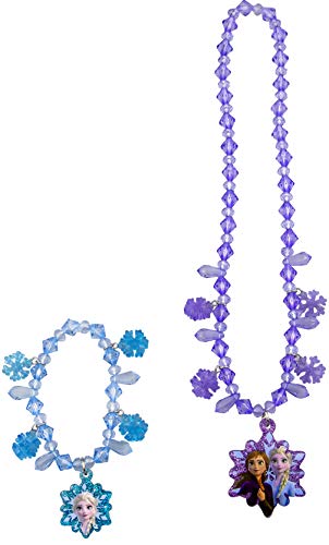 Craze - Kit Joyas Para Niñas Frozen 2, Conjunto Accesorios Collar, Anillo Y Pulsera Niña, Diseño Collares, Anillos Y Pulseras Princesas Disney, Morado, Azul