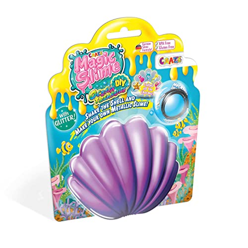 CRAZE Magic Slime DIY Ocean Treasure 3er Set Schleim Zum Selbermachen in Muscheldose mit Halskette, 31100 31100-Juego de 3 Manualidades en Caja de Conchas con Collar, diseño de Margaritas