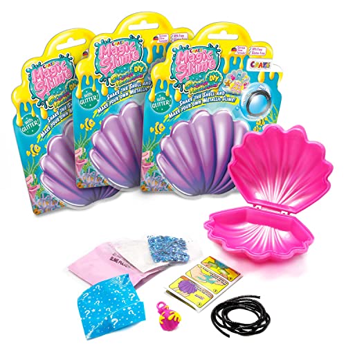 CRAZE Magic Slime DIY Ocean Treasure 3er Set Schleim Zum Selbermachen in Muscheldose mit Halskette, 31100 31100-Juego de 3 Manualidades en Caja de Conchas con Collar, diseño de Margaritas