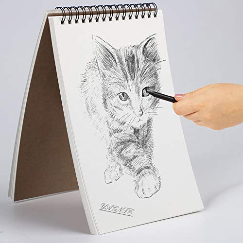 Cuaderno de Dibujo en Espiral A5, Pack de 3 Cuaderno de Bocetos Bloc de Notas en Blanco de Papel Kraft, 100 Páginas / 50 Hojas - Perfecto para Viajar Dibujo Artístico (Marrón)