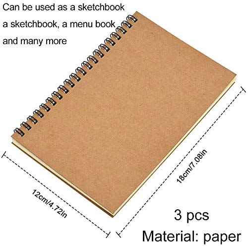 CYSJ Espiral Cuaderno de Bocetos A5, Pack de 3 Cuaderno de Dibujo Bloc de Notas en Blanco,100 Páginas / 50 Hojas - Perfectopara Acuarela, Pintura Acrílica y al Óleo