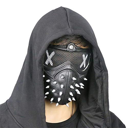 CZA Watch Dogs 2 Llave Inglesa Máscara, Legión De Marco LED Ilumina 25 Expresiones Intercambiables Máscara Brillante De Halloween para La Fiesta del Festival Traje De Cosplay,Negro