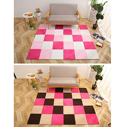 Da.Wa 1 alfombra gris para dormitorio completa para niños, alfombra de felpa puzzle de espuma