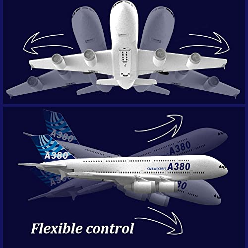 DBXMFZW Aviones A380 RC Avión RC inalámbrico 360 ° Rollover Stunt Aviones de juguetes eléctricos 2CH, Giroscopio importado listo para volar juguete volador de aire El tiempo de espera es de unos 25 mi