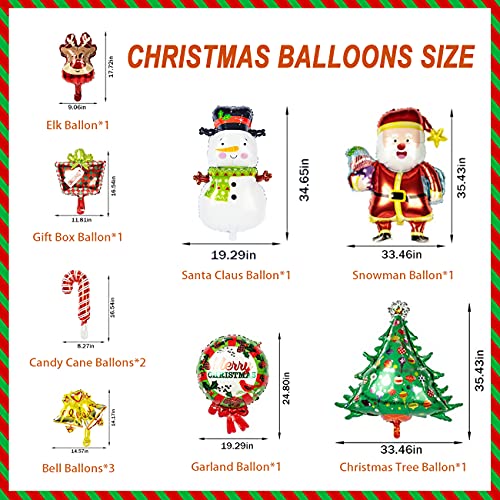 Decoraciones navideñas Globos Suministros para fiestas navideñas Kit de pancartas de fieltro, Papá Noel Elk Muñeco de nieve Globos de papel de aluminio, Adornos Navidad Fiesta Nochebuena