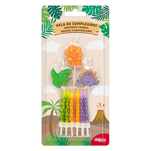 Dekora - Set de Velas de Cumpleaños de Dinosaurios para Decorar la Tarta de Cumpleaños más Monstruosamente Divertidas - 15 Velas