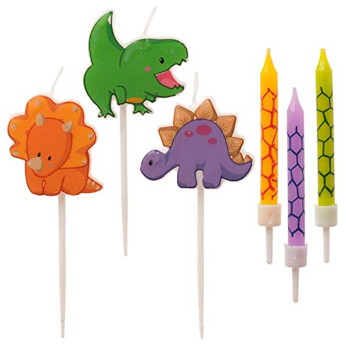 Dekora - Set de Velas de Cumpleaños de Dinosaurios para Decorar la Tarta de Cumpleaños más Monstruosamente Divertidas - 15 Velas