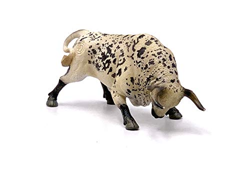 Deqube- Bravo Ensabanado Embistiendo Figura de toro, Color blanco, 17x8x4,2 (1)