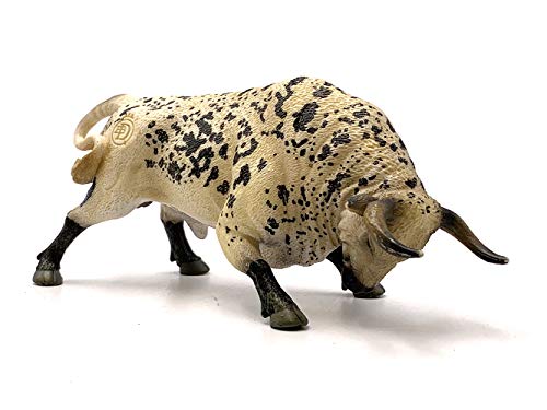 Deqube- Bravo Ensabanado Embistiendo Figura de toro, Color blanco, 17x8x4,2 (1)