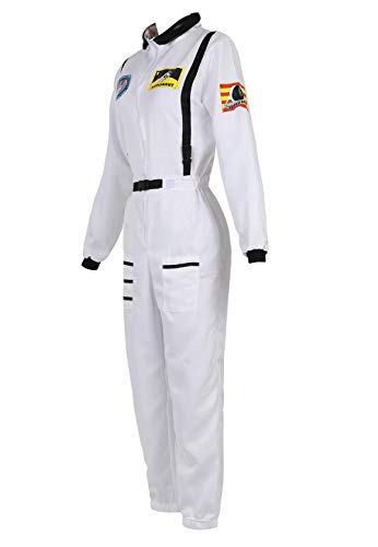 Disfraz Astronauta Adulto Mujer Traje Halloween Carnaval Americano Cadete del Espacio Cosplay Blanco s