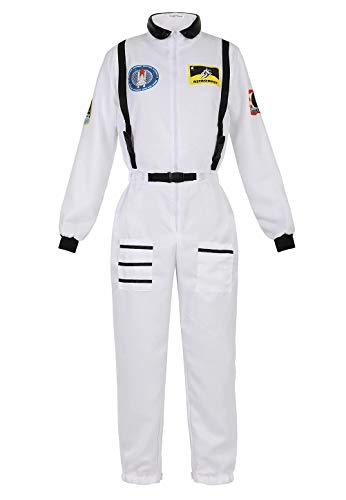 Disfraz Astronauta Adulto Mujer Traje Halloween Carnaval Americano Cadete del Espacio Cosplay Blanco s