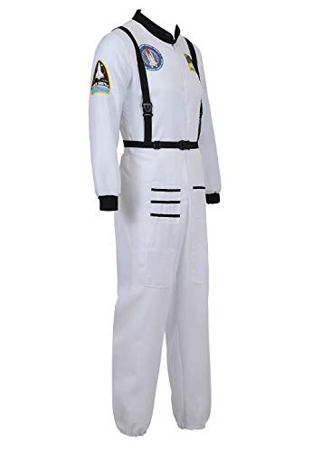 Disfraz Astronauta Adulto para Hombre Halloween Carnaval Americano Cadete del Espacio Cosplay Blanco XL