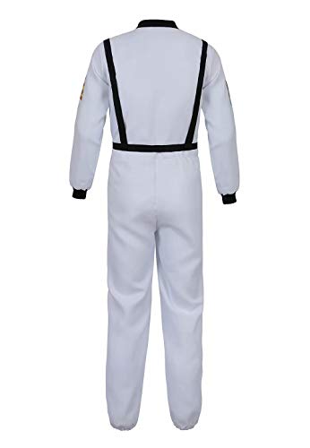 Disfraz Astronauta Adulto para Hombre Halloween Carnaval Americano Cadete del Espacio Cosplay Blanco XL