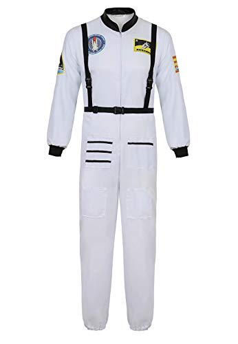 Disfraz Astronauta Adulto para Hombre Halloween Carnaval Americano Cadete del Espacio Cosplay Blanco XL