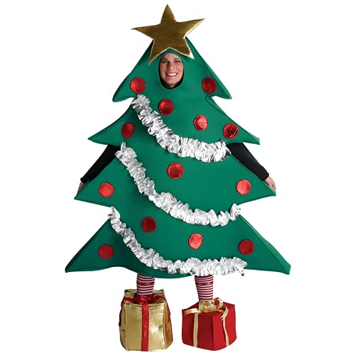 Disfraz de árbol de Navidad para niños y adultos, vestido de fiesta festivo de Disney Tinkerbell Fairy Pretty Pixie Disfraz de fantasía con alas de mariposa, Árboles de fieltro + zapatos, talla única