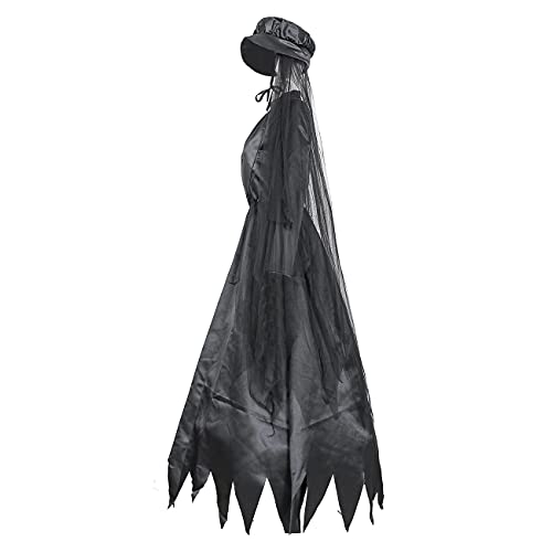 Disfraz De Mujer De Halloween Cosplay Ghost Ghost Ghost Bruja Traje Zombie Vampire Novia Grim Reaper Traje de Halloween para Mujer Disfraz De Halloween (Color : Black, Size : M)