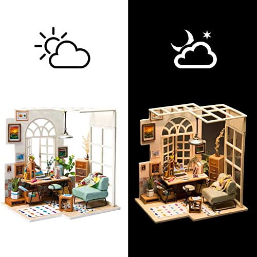 DLBJ Kit de casa de madera de bricolaje casa de muñecas en miniatura modelo de rompecabezas de casa 3D con muebles y decoración de habitación creativa LED El mejor regalo de cumpleaños y San Valentín