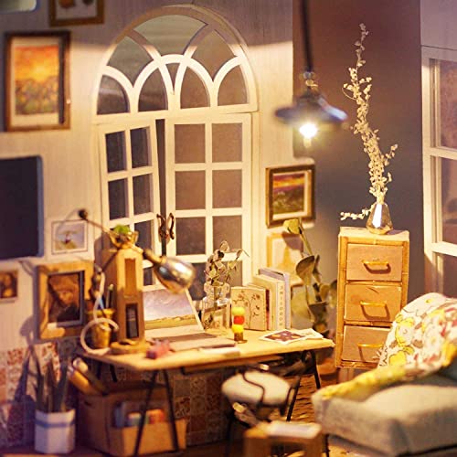 DLBJ Kit de casa de madera de bricolaje casa de muñecas en miniatura modelo de rompecabezas de casa 3D con muebles y decoración de habitación creativa LED El mejor regalo de cumpleaños y San Valentín