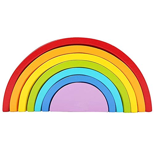 DMZK Rompecabezas Arco Iris de Madera, Juguetes educativos Puzzle Arcoiris 7 Color para Niños