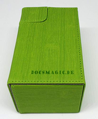 docsmagic.de Premium Magnetic Tray Box (80) Light Green + Deck Divider - MTG - PKM - YGO - Caja Verde Claro