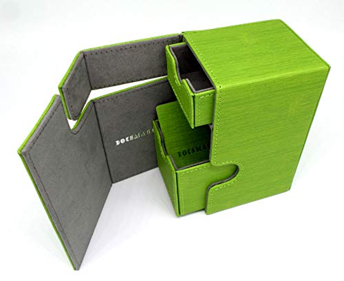 docsmagic.de Premium Magnetic Tray Box (80) Light Green + Deck Divider - MTG - PKM - YGO - Caja Verde Claro