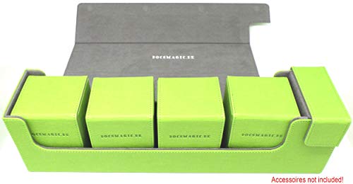 docsmagic.de Premium Magnetic Tray Long Box Light Green Large - Card Deck Storage - Caja Verde Claro