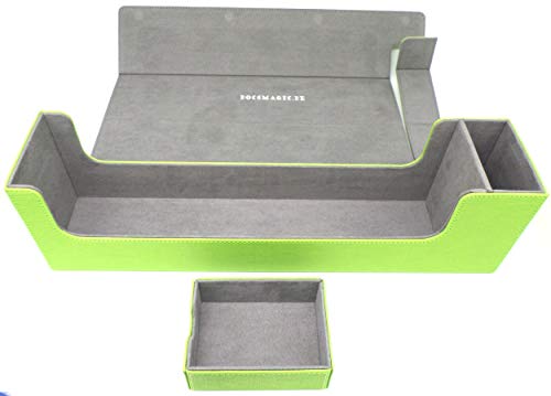 docsmagic.de Premium Magnetic Tray Long Box Light Green Large - Card Deck Storage - Caja Verde Claro