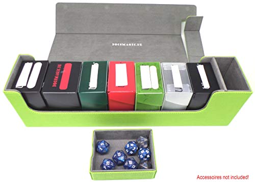 docsmagic.de Premium Magnetic Tray Long Box Light Green Large - Card Deck Storage - Caja Verde Claro