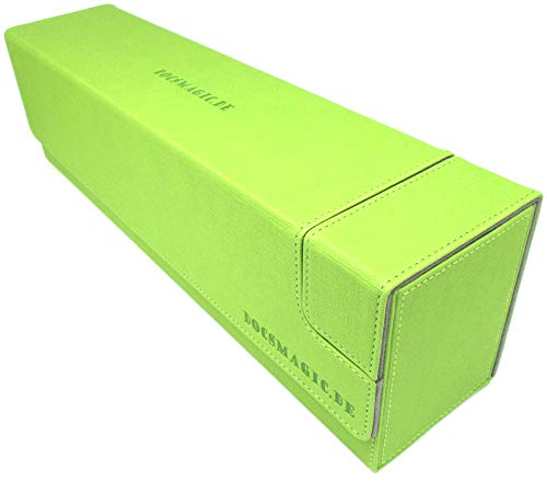 docsmagic.de Premium Magnetic Tray Long Box Light Green Large - Card Deck Storage - Caja Verde Claro