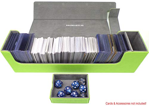 docsmagic.de Premium Magnetic Tray Long Box Light Green Large - Card Deck Storage - Caja Verde Claro