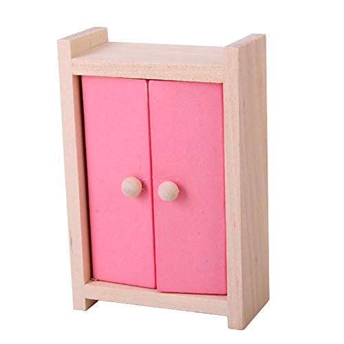 Dormitorio De Madera Playset Playset, Muebles De La Casa De Muñecas Juguete De Madera, Pretender Play Casa De Muñecas Conjunto De Mesa De Cama Lámpara De Mesa Closet Manta Casa De Muñecas Diy