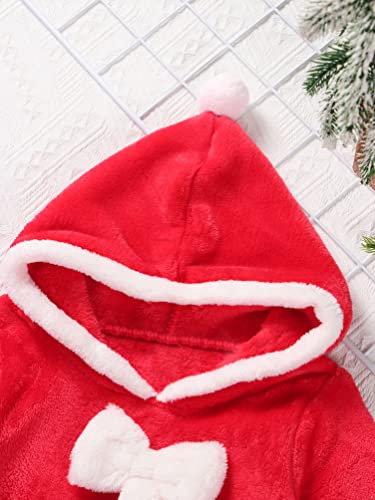 dPois Disfraz de Navidad para Bebé Niña Vestido con Capucha Mama Noel Vestido Manga Larga Terciopelo para Fiesta Disfraz Duende Navideño Vestido Rojo Invierno Infantil Rojo 9-12 Meses