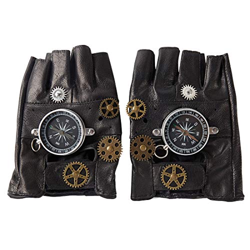 dream cosplay Guantes de Cuero Steampunk Hombre Gótico sin Dedos Mitones