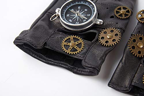 dream cosplay Guantes de Cuero Steampunk Hombre Gótico sin Dedos Mitones