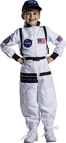 Dress Up America Atractivo traje espacial de astronauta blanco para niños