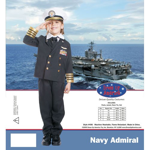 Dress Up America Disfraz de Almirante Azul Marino para niños